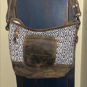 Myra Bag Black and White patterned crossbody or shoulder bag